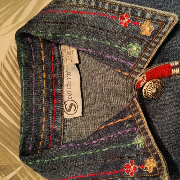 Vintage Women's S Collection Aztec Inspired Embroidered Denim Jacket Medium #700 - Picture 7 of 9